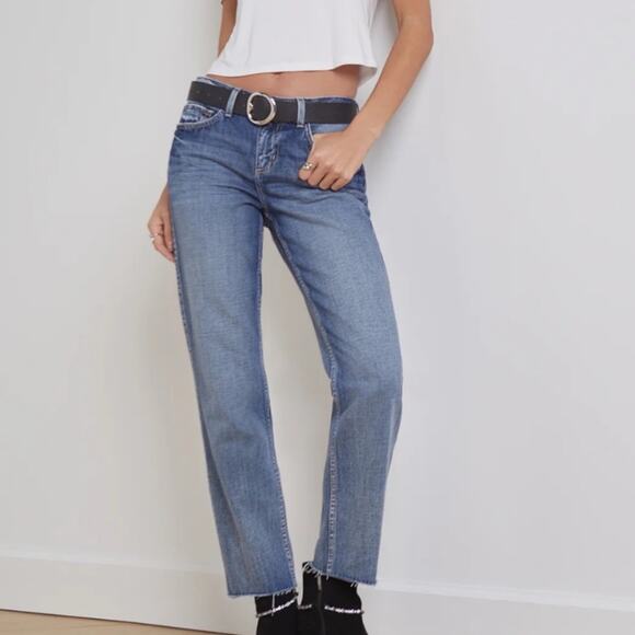 L’Agence Milana Slouchy Stovepipe Cropped Stright Raw Edge Hem Jean 25 - Picture 3 of 7